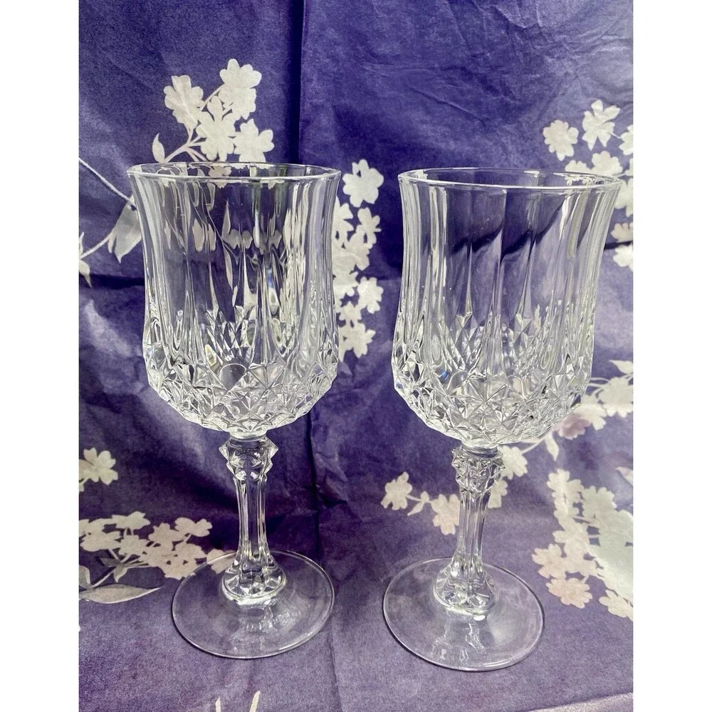 2 Longchamp Crystal Ice Tea /Cocktail Glass Cristal D’Arques-Durand 6 oz